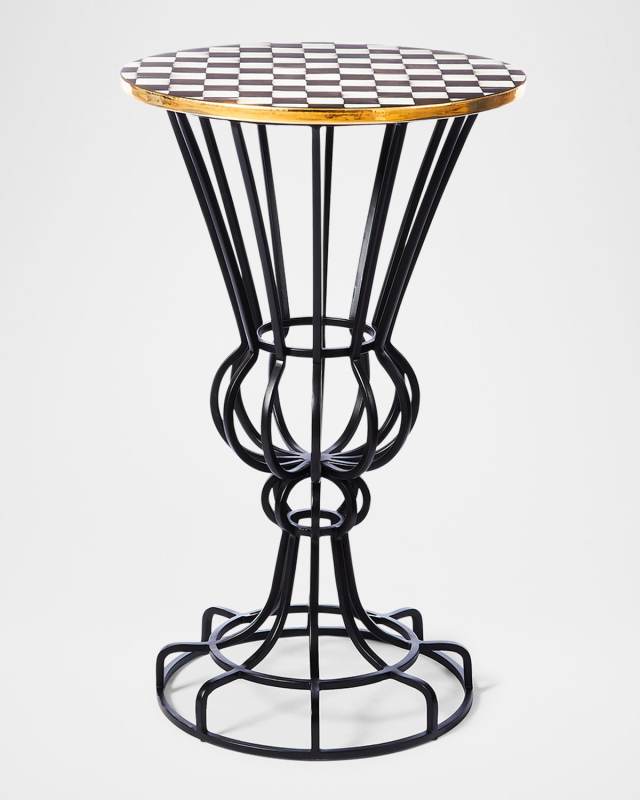 Courtly Check Pedestal Accent Table